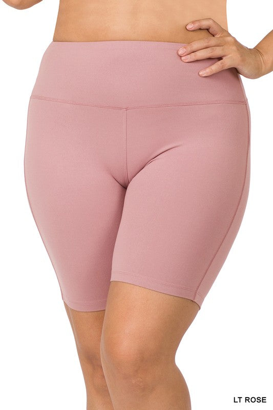 Plus Brushed Wide Waistband Biker Shorts