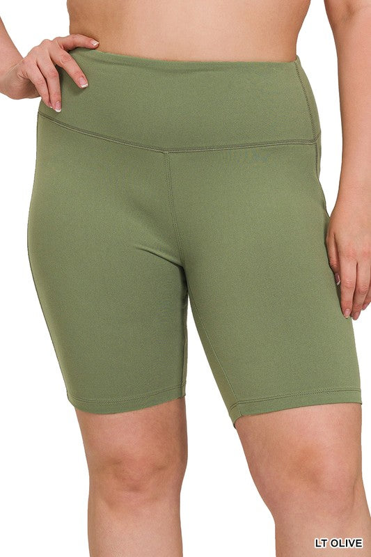 Plus Brushed Wide Waistband Biker Shorts