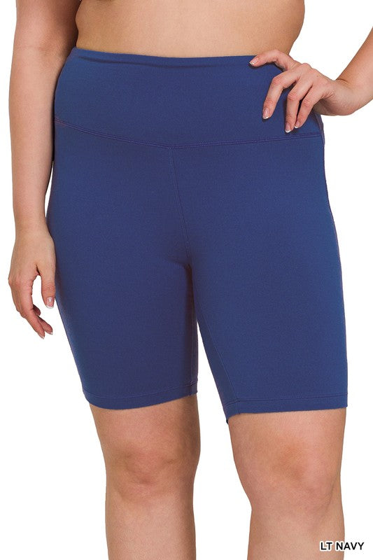 Plus Brushed Wide Waistband Biker Shorts