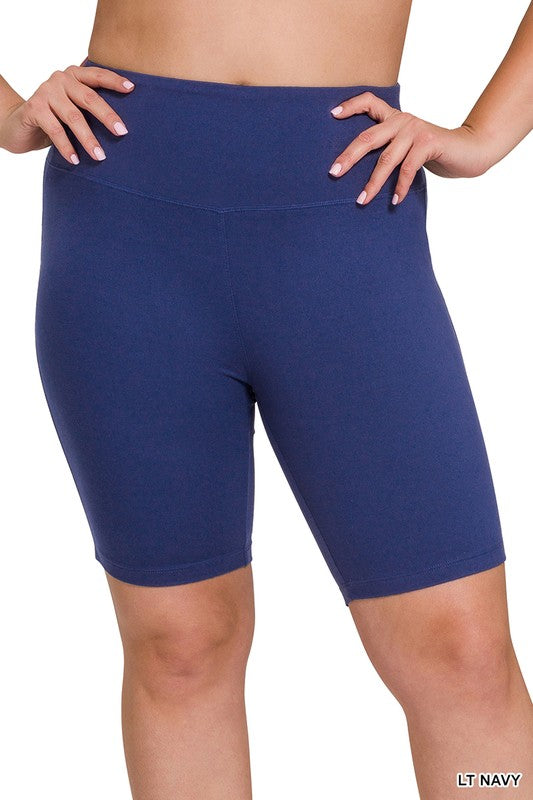 Plus Brushed Wide Waistband Biker Shorts