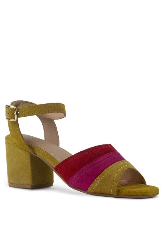 Mon Beau Fine Suede Block Heeled Sandal