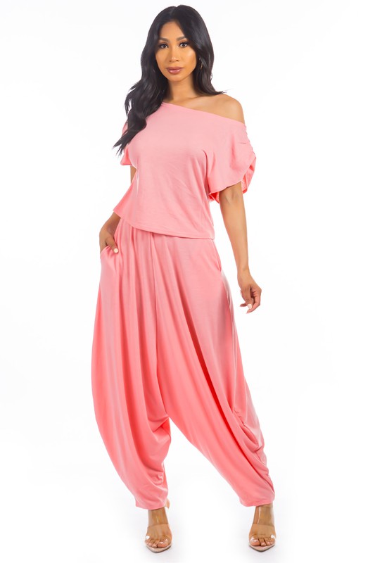 Pink Hem Style Pants Set