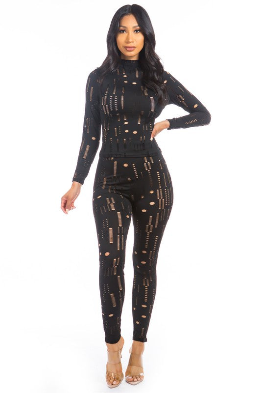 Black 2 Piece Long Sleeve Pants Set