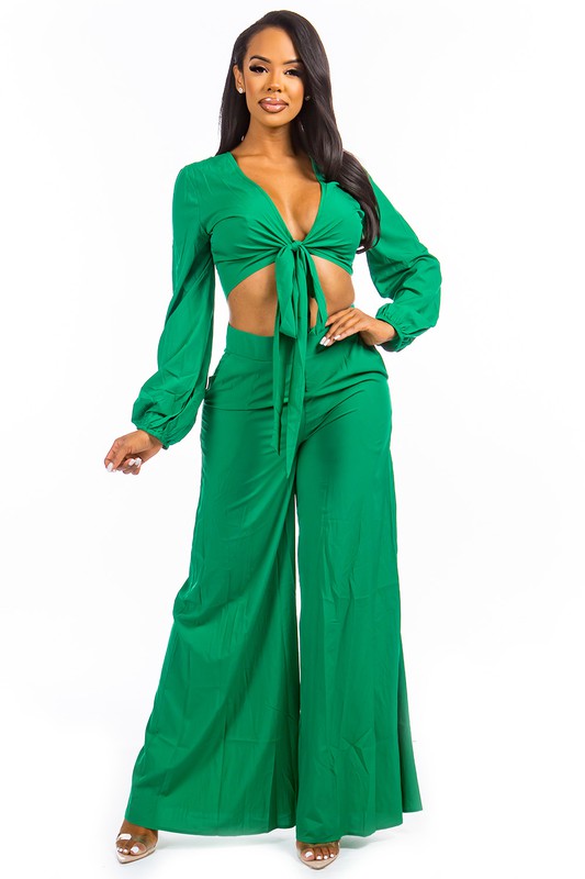 Solid Color 2 Piece Pants Set