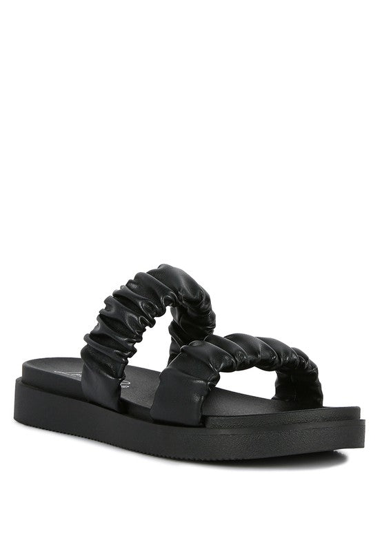 Faux Leather  Strap Platform Sandals