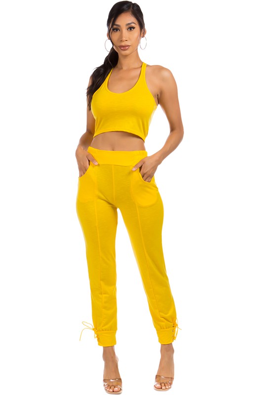 Yellow 2 Piece Pants Set