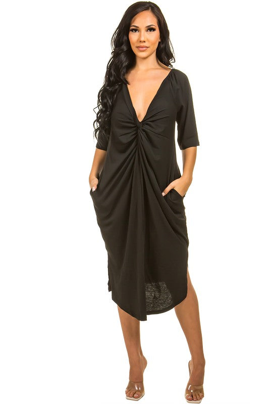 Black Cross Bow-Tie Style Dress
