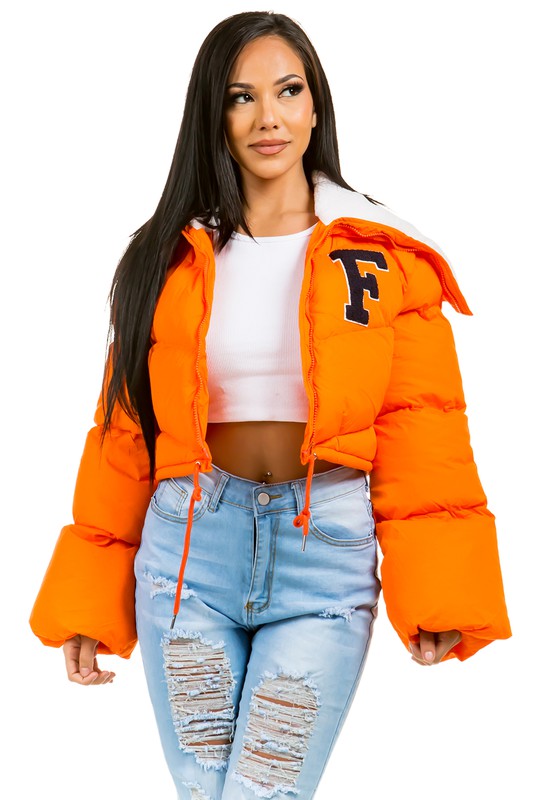 Orange Oversized Puffer Jacket