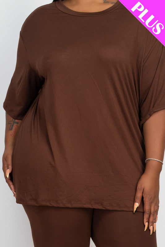 Plus Size Loose Fit Top t shirt & Biker Shorts Set