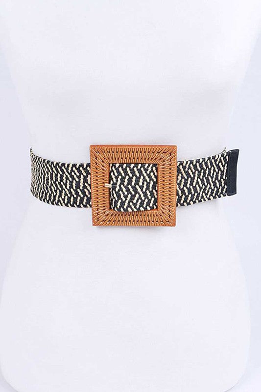 Faux Bamboo Buckle Stretch Belt