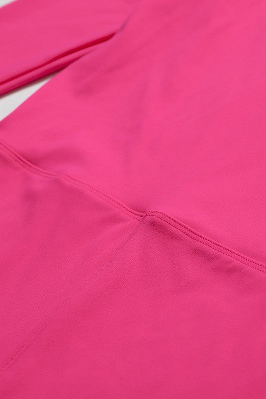 Solid zippered long-sleeved sports jumpsuit