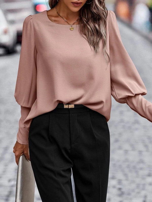 Solid Button Back Blouse