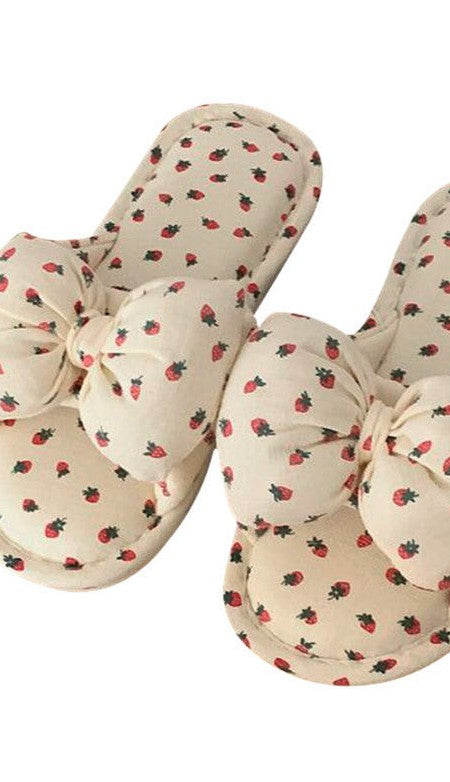 Strawberry Printed Bow slippers