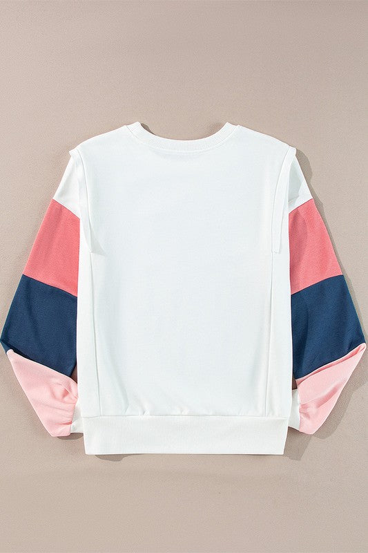 French Terry Color Block Long Sleeve Sweatshirts