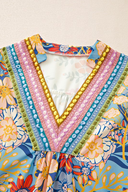 Multicolour Half Sleeve Boho Floral  Blouse