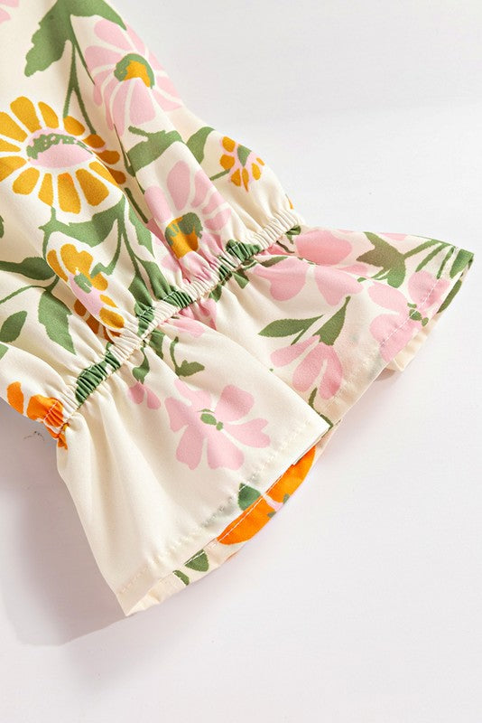 Multicolour Half Sleeve Boho Floral  Blouse