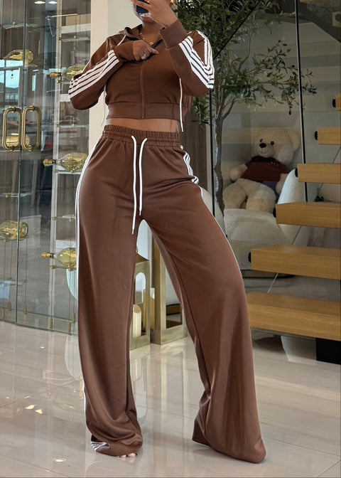 Side Striped Zip Up Top & Pants Set