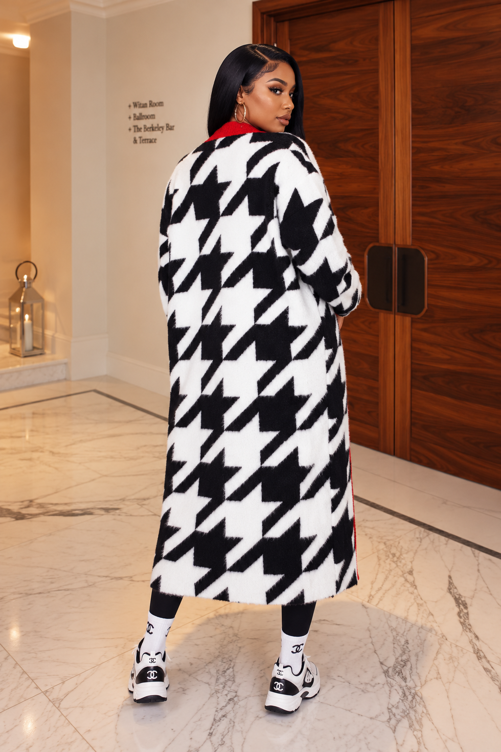 Large Pattern Fuzzy Long Cardigan