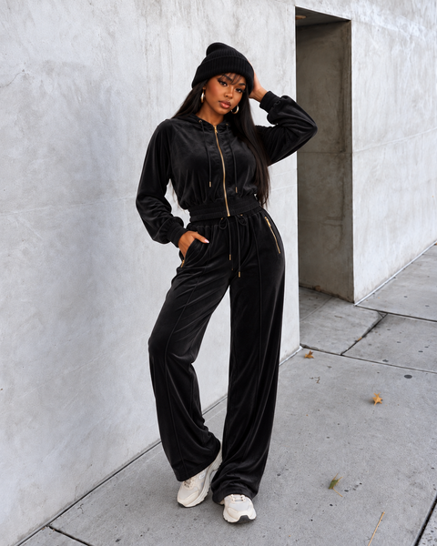 Velour Zip-Up Jacket & Jogger Set