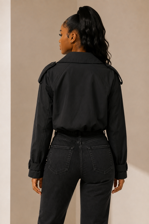 Balloon Cropped Trench Coat
