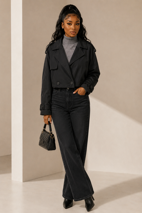 Balloon Cropped Trench Coat