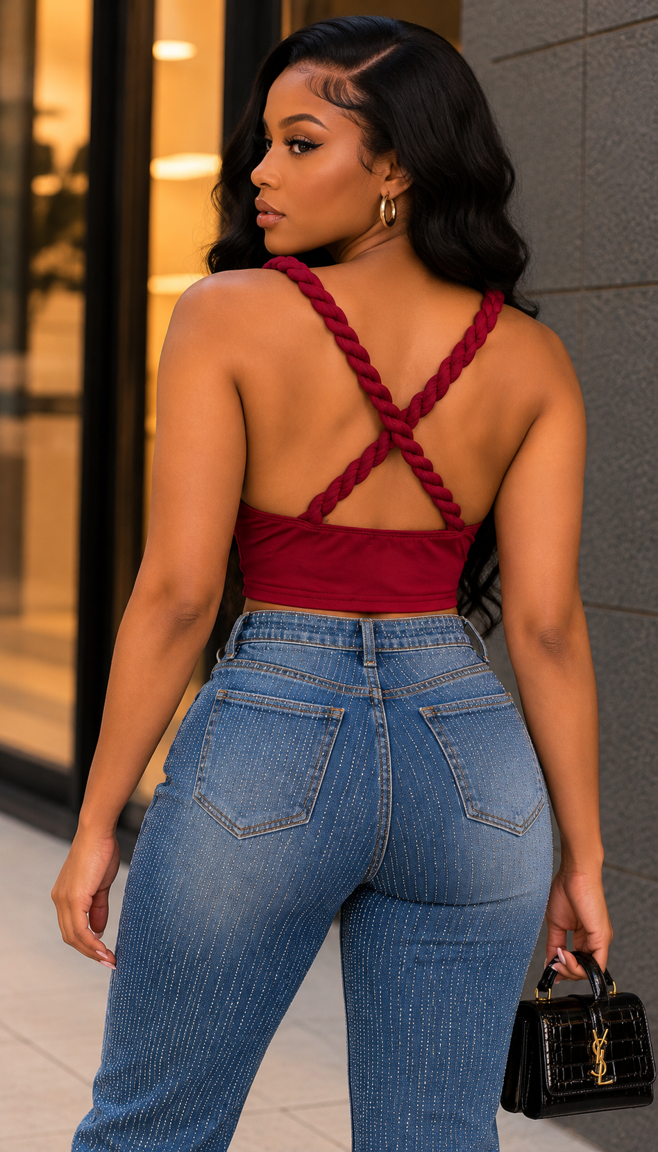 Braided Strap Fringed Detail Top