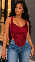 Braided Strap Fringed Detail Top