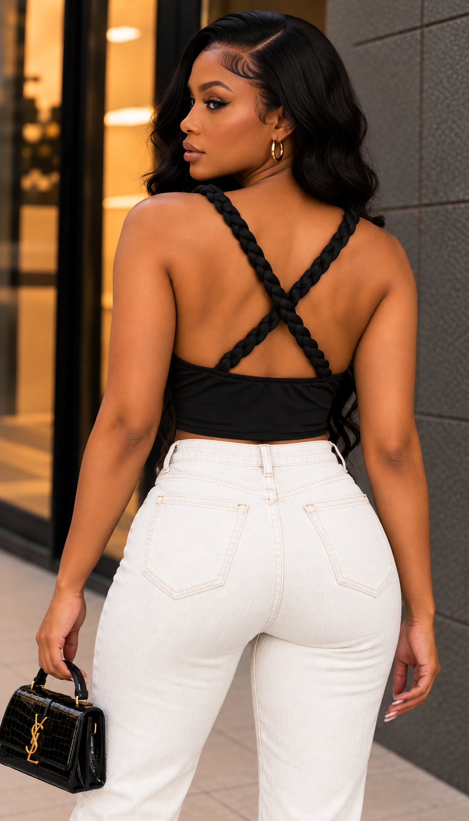 Braided Strap Fringed Detail Top
