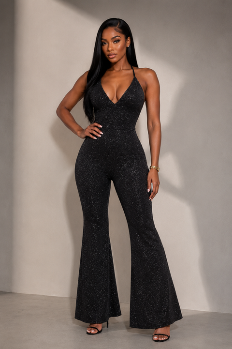 Lurex Flare Jumpsuit