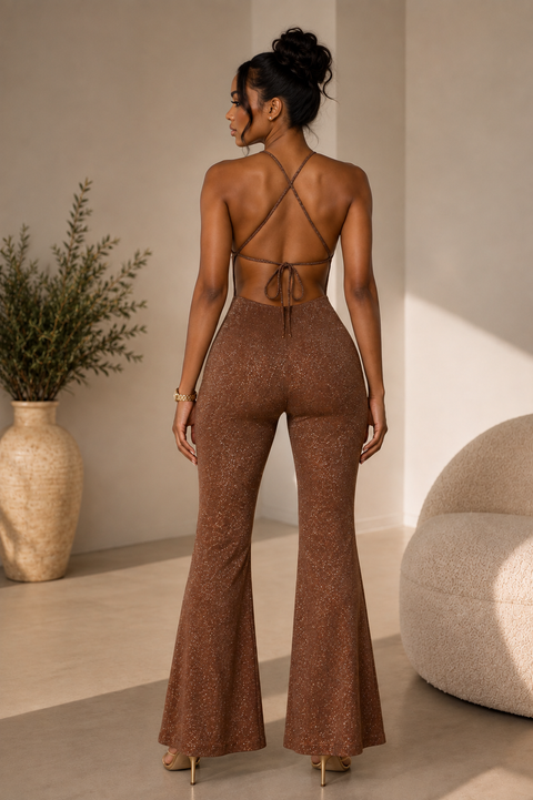 Lurex Flare Jumpsuit