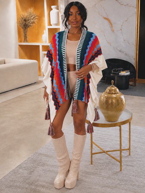 Multi Color Ruffle Kimono