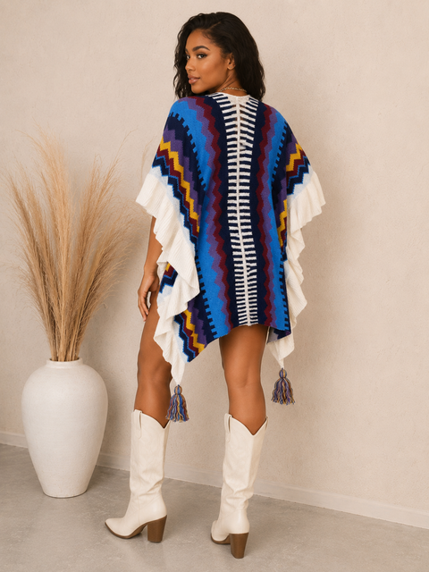 Multi Color Ruffle Kimono