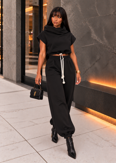 Fleece Cowl Neck Top & Jogger Set