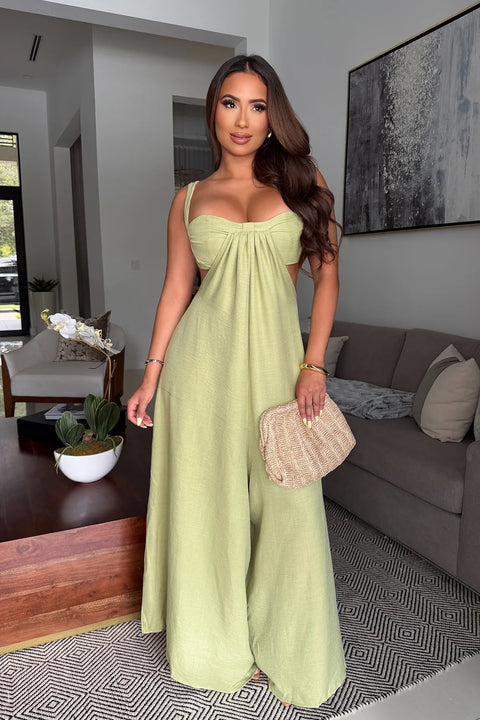 Front Bow Wide Leg Jumpsuit