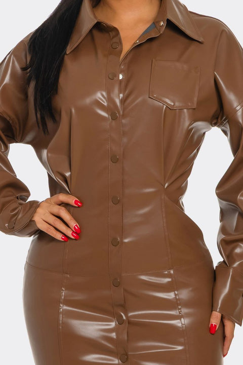 Faux Leather Jacket Dress