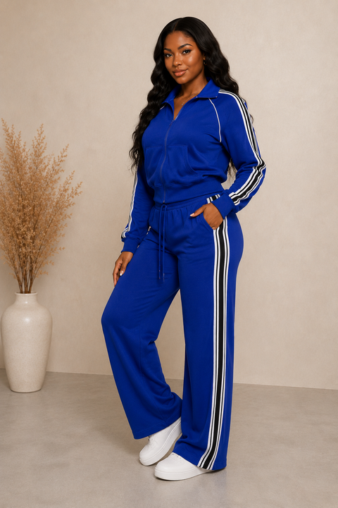F.Terry Stripe Jacket & Pants Set