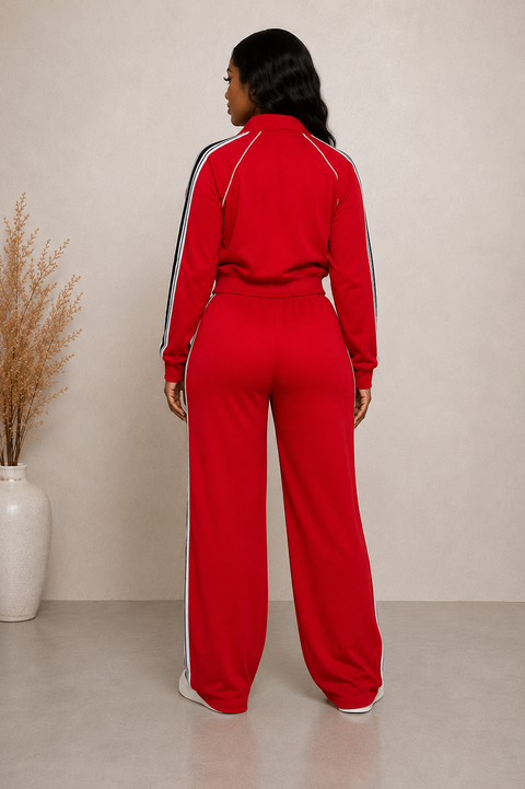 F.Terry Stripe Jacket & Pants Set
