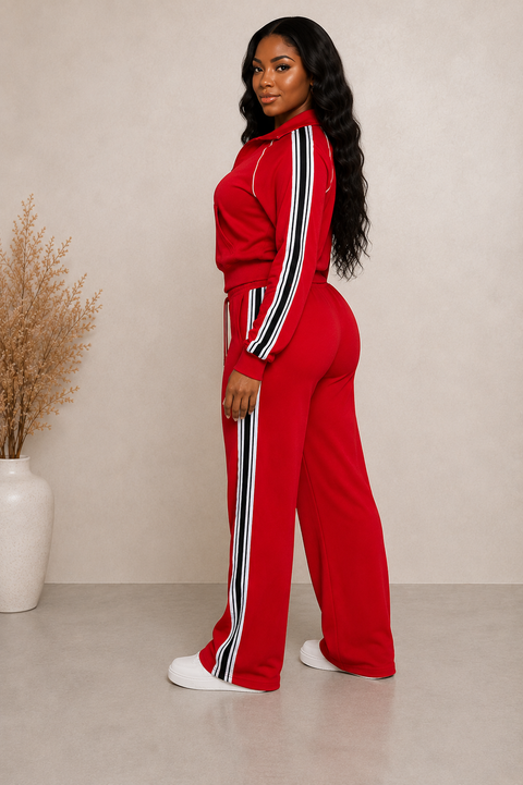 F.Terry Stripe Jacket & Pants Set