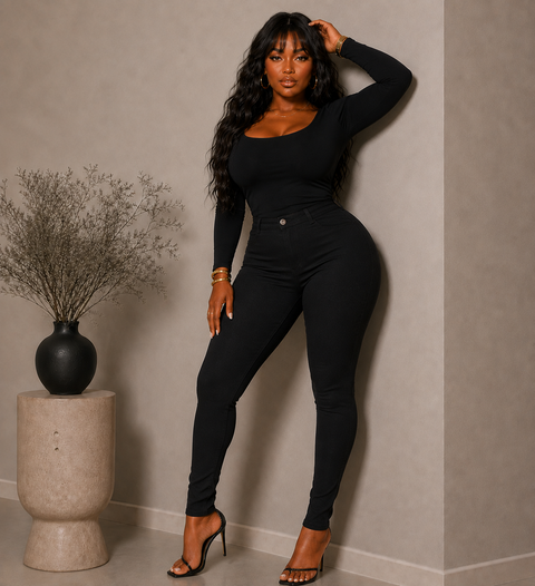 High Waist Stretch Pants (Plus)