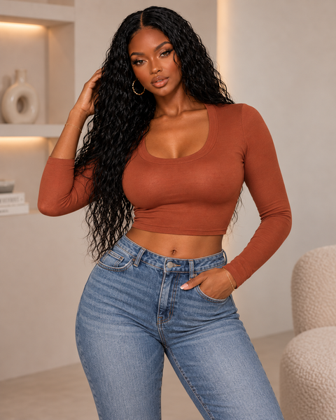 L/S Solid Crop Top
