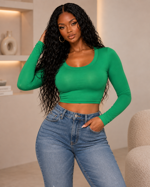 L/S Solid Crop Top