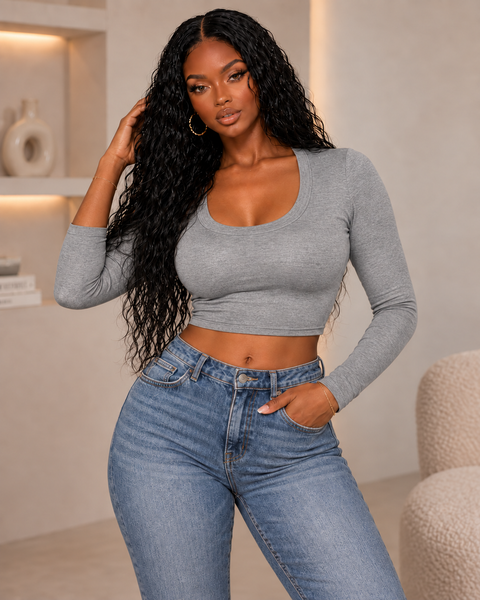 L/S Solid Crop Top