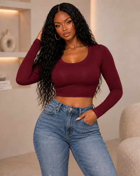 L/S Solid Crop Top