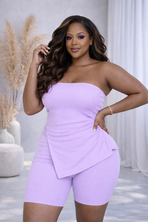 Ribbed Tube Top & Shorts Set (Plus)