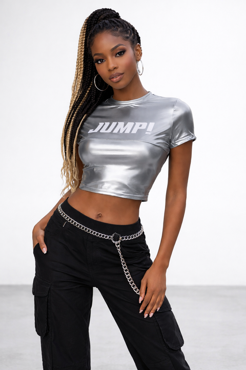 Jump PU Crop Top