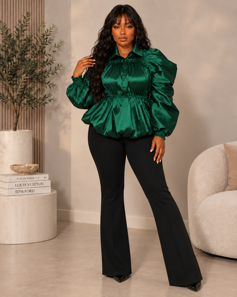 Princess Shoulder LS Blouse (Plus)