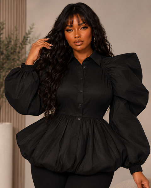 Princess Shoulder LS Blouse (Plus)