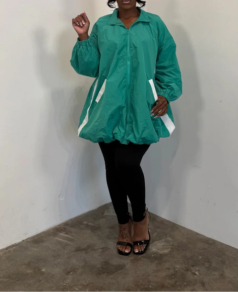Track LS Bubble Mini Dress (Plus)
