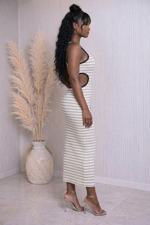 Stripe Open Back Tank Dress