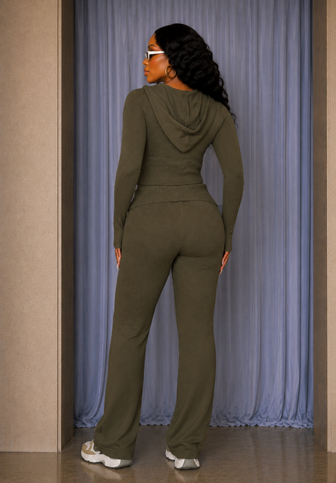 Knit Zip Up Hoodie & Pants Set